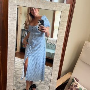 Checkered button front midi dress